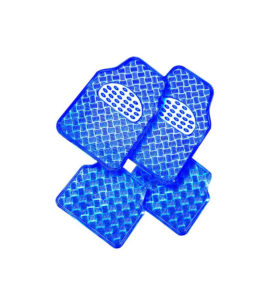 tapis bleu en PVC